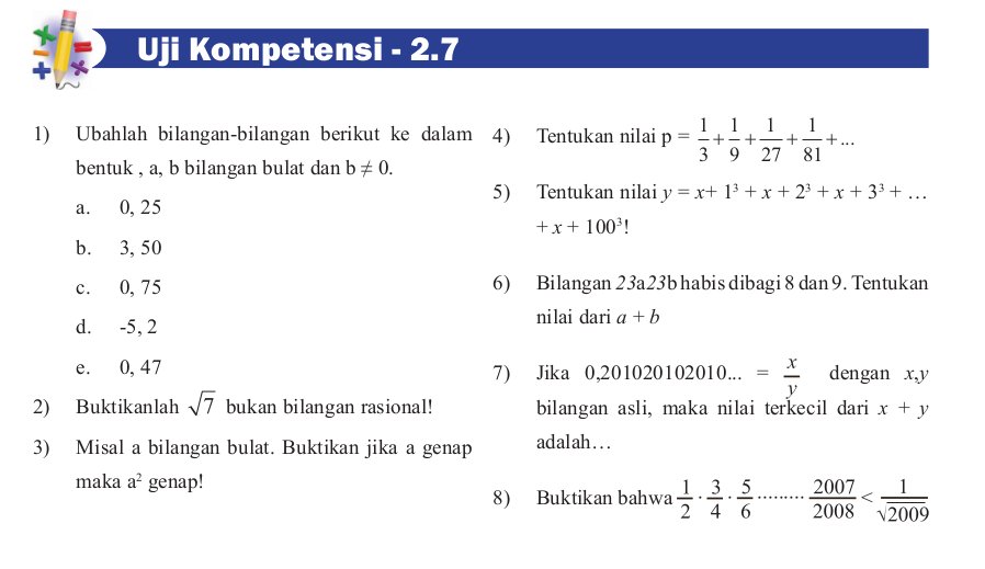 Soal matematika kelas 7 bab 1 bilangan bulat